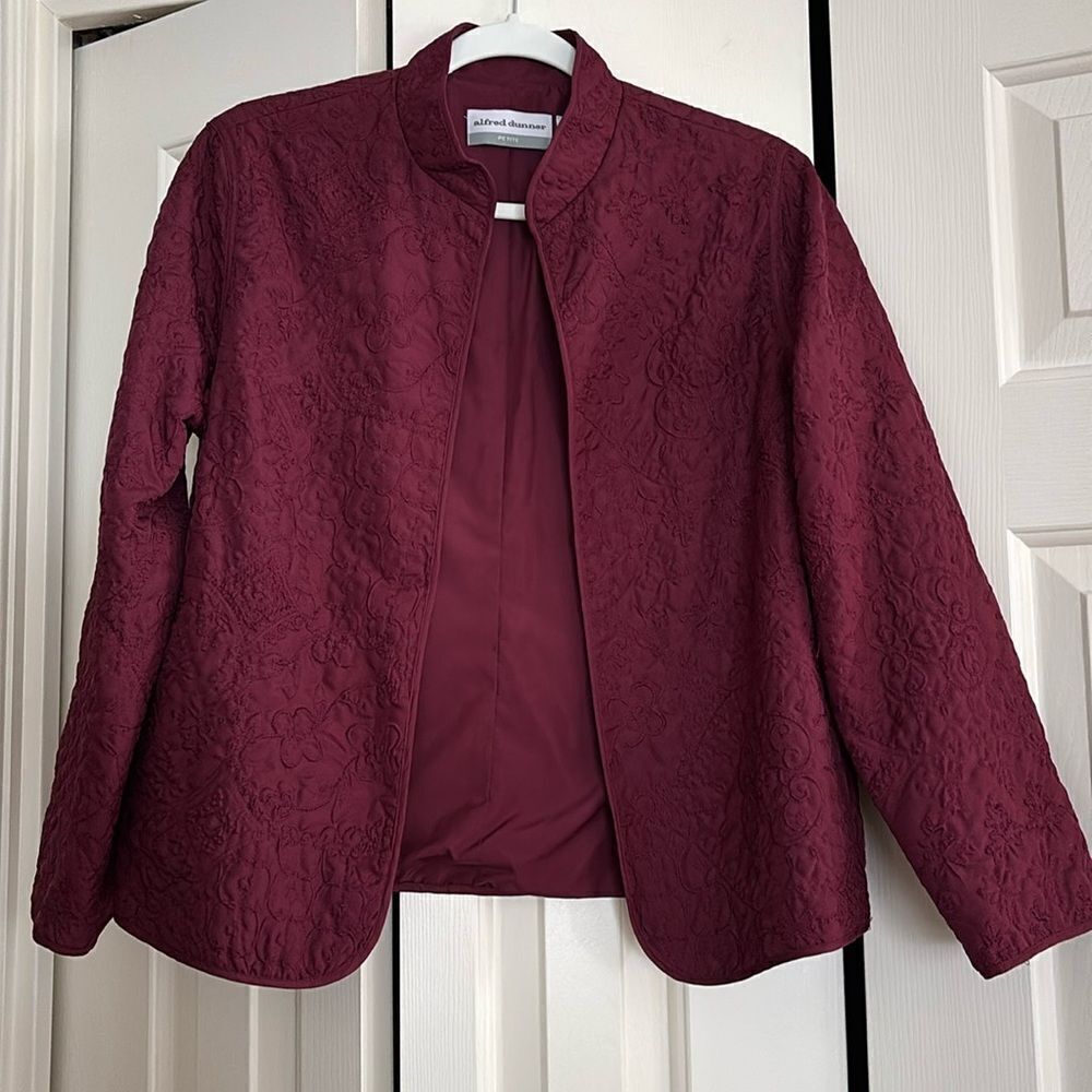 Alfred Dunner Burgundy Embroidered Jacket